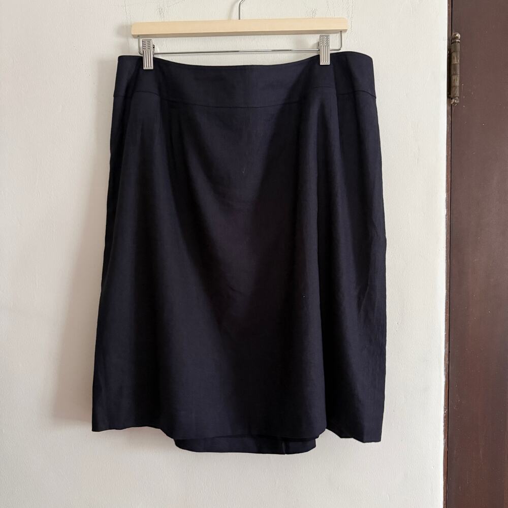 90s Vintage Talbots Navy Blue Linen Blend Pencil Skirt | Size 20W